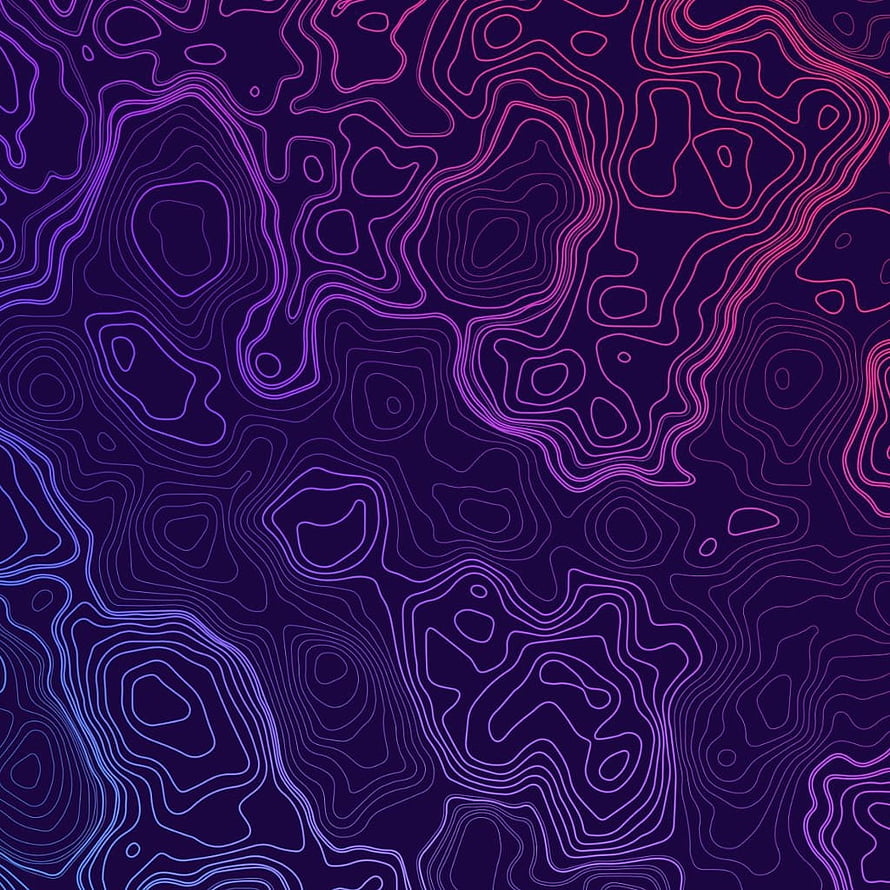 Neon Topographic Contour Lines on Dark Purple Background Abstract Pattern HD phone wallpaper