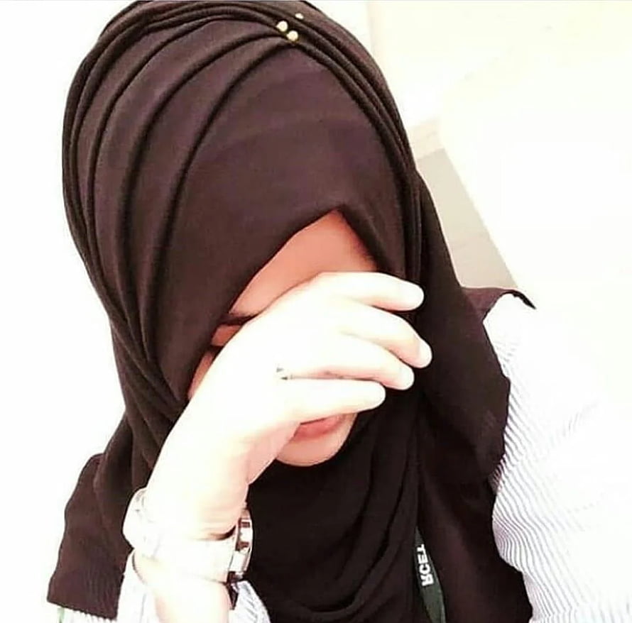 Woman in Black Hijab Covering Face with Hand HD wallpaper