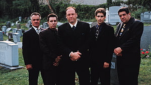 The Sopranos Cast in Black Suits at Cemetery HD wallpaper