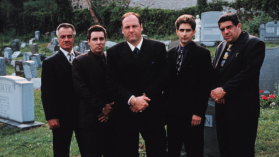 The Sopranos Cast in Black Suits at Cemetery HD wallpaper