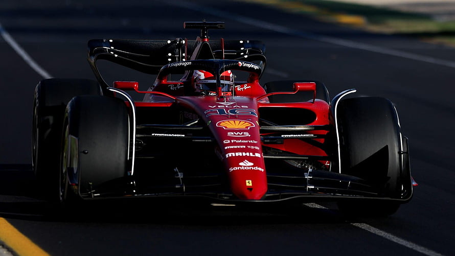 Charles Leclerc Ferrari F1 Car Front View on Race Track HD wallpaper
