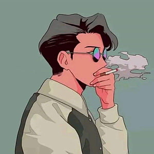 Retro Anime Man Smoking Cigarette With Round Sunglasses HD phone wallpaper