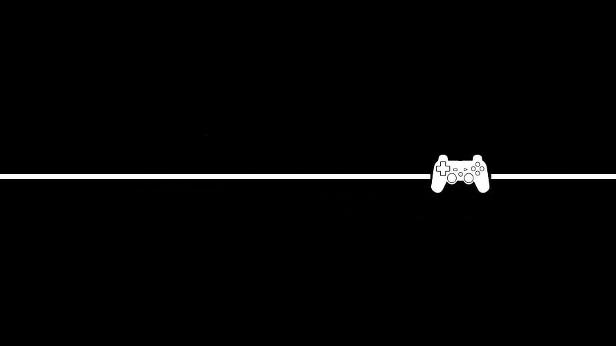 Minimalist Gaming Banner With White Controller Icon On Black Background HD wallpaper
