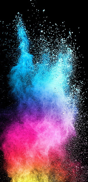 Vibrant Rainbow Powder Explosion on Black Background Abstract Art HD phone wallpaper