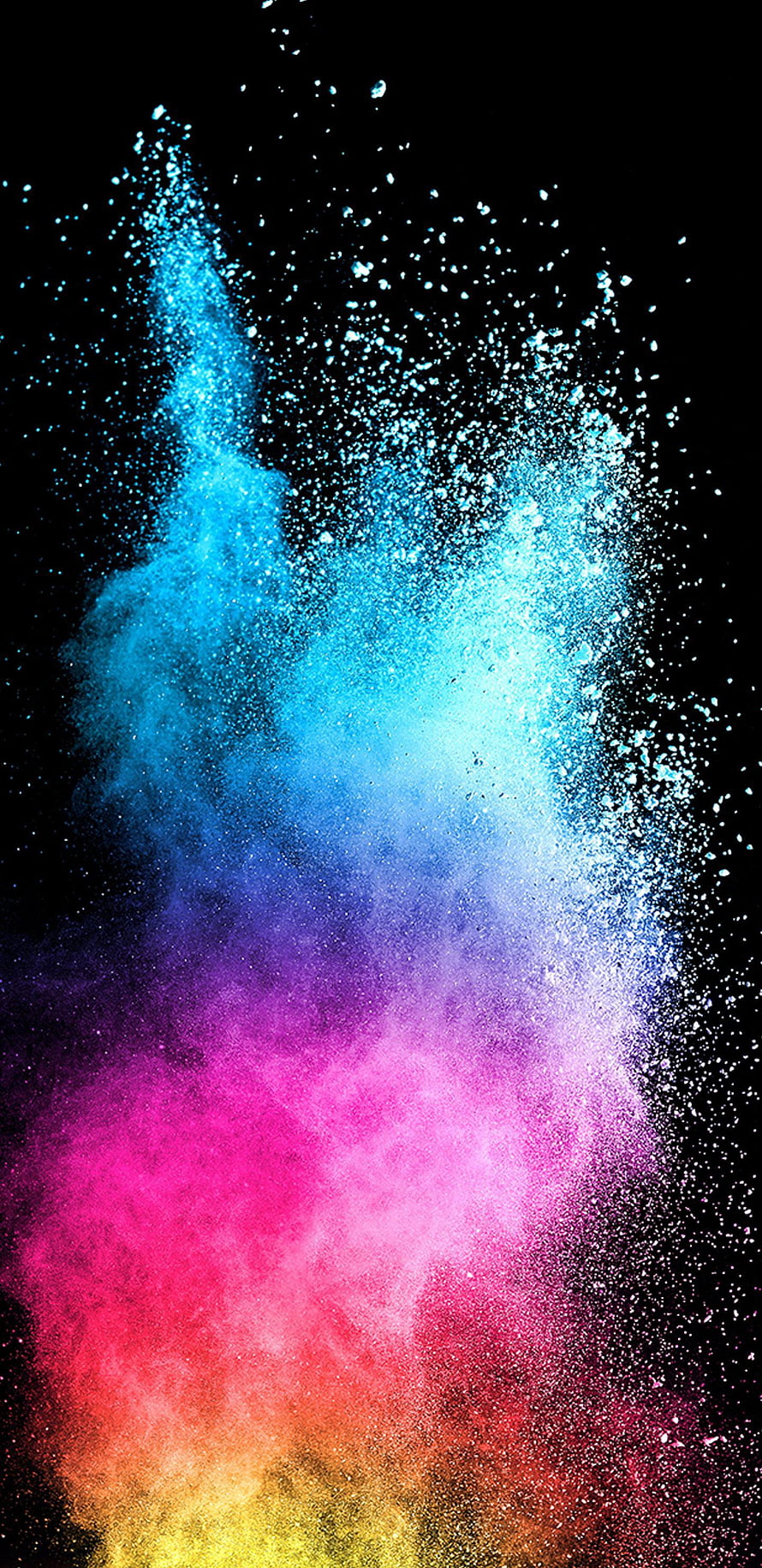 Vibrant Rainbow Powder Explosion on Black Background Abstract Art HD phone wallpaper