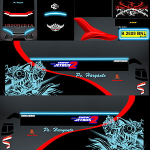 Bus Simulator Indonesia New Jetbus 2 Livery Design with Indonesian Flag and Cyber Warrior Art HD phone wallpaper
