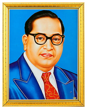 Framed Portrait of Dr. B. R. Ambedkar in Blue Suit and Red Tie HD phone wallpaper