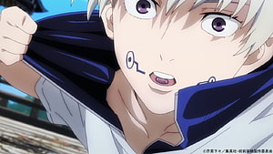 Toge Inumaki from Jujutsu Kaisen in an intense close-up with a determined expression HD wallpaper