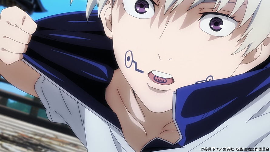 Toge Inumaki from Jujutsu Kaisen in an intense close-up with a determined expression HD wallpaper