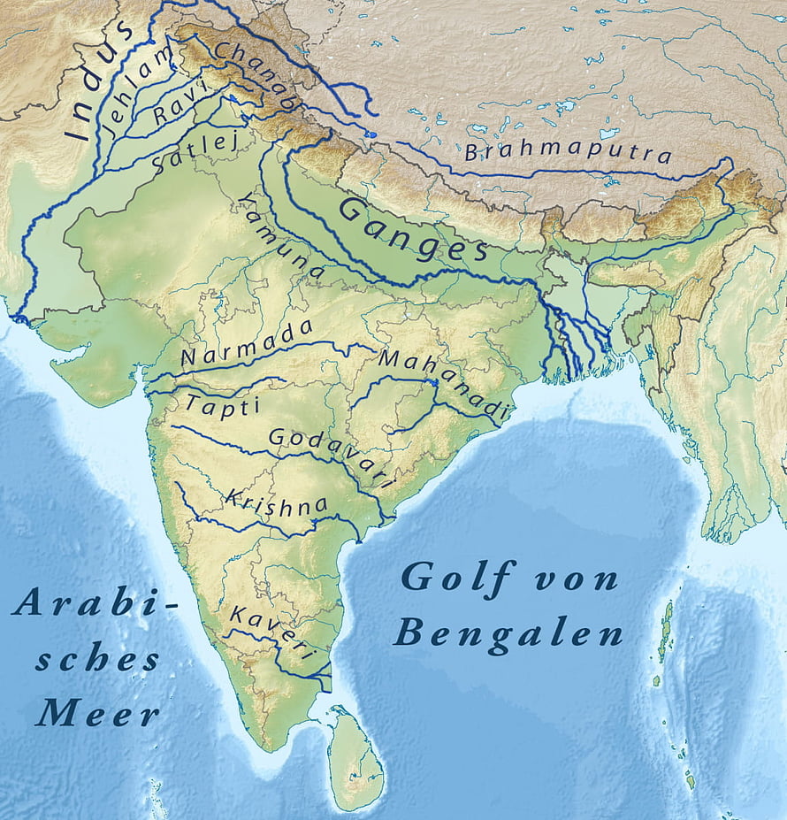 Topographic Map of India Showing Major River Systems and Drainage Basins HD phone wallpaper