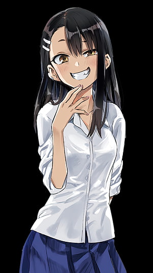 Nagatoro Hayase Anime Character in White Shirt and Blue Skirt HD phone wallpaper