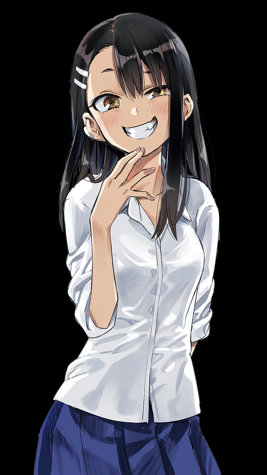 Nagatoro Hayase Anime Character in White Shirt and Blue Skirt HD phone wallpaper