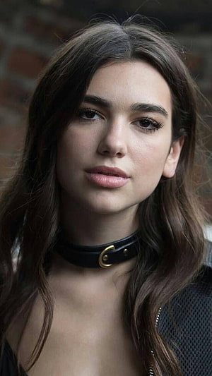 Dua Lipa Portrait With Leather Choker And Wavy Hair HD phone wallpaper