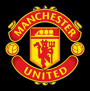 Manchester United Official Club Crest Emblem on Black Background HD phone wallpaper