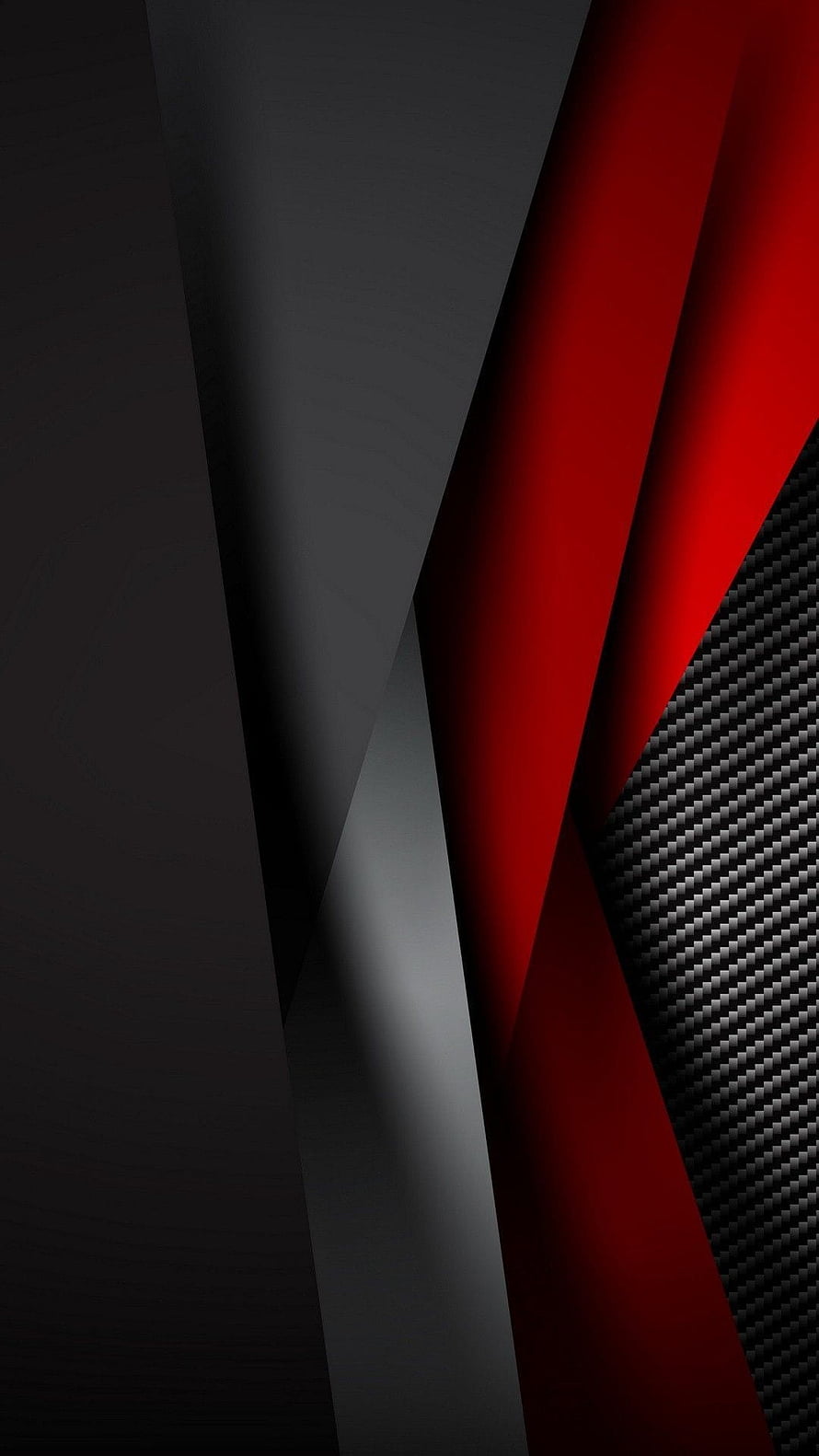 Sleek Abstract Geometric Design with Red and Carbon Fiber Textures HD phone wallpaper
