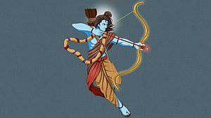 Lord Rama Archery Illustration With Bow And Arrow In Dynamic Pose HD wallpaper
