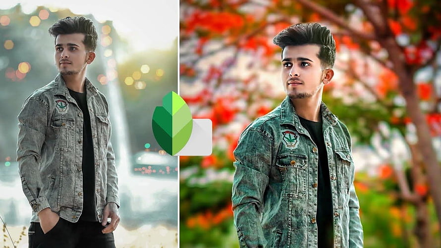 Stylish Denim Jacket Portrait with Vibrant Floral Background and Bokeh Lighting HD wallpaper