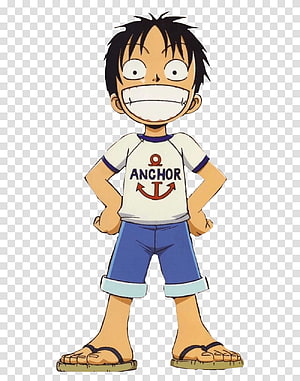 Young Monkey D. Luffy in Anchor Shirt and Blue Shorts from One Piece Anime HD phone wallpaper