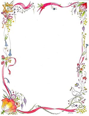 Watercolor Floral Page Border with Dove and Star of David HD phone wallpaper