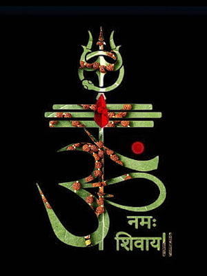 Mahadev Amoled with Rudraksha Beads and Green Leaf Design on Black Background HD phone wallpaper