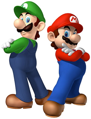 Mario and Luigi 3D Rendered Character Artwork on White Background HD phone wallpaper