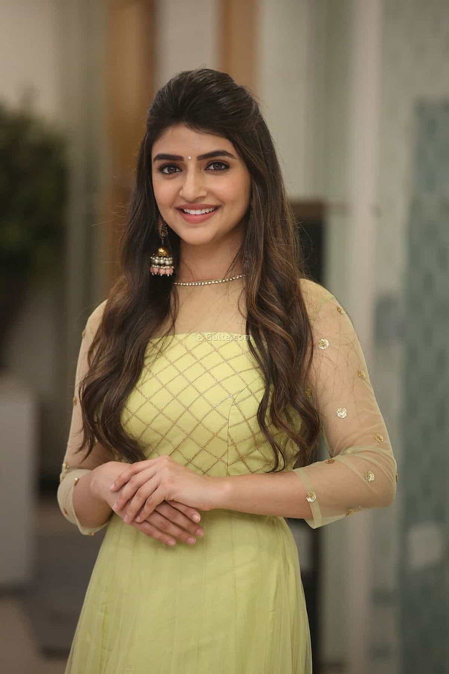 Sree Leela in a Pale Yellow Anarkali Suit with Gold Embellishments HD phone wallpaper