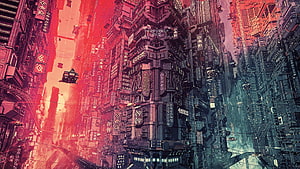 Dystopian Cyberpunk Cityscape with Towering Skyscrapers and Neon Glow HD wallpaper