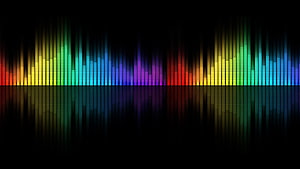 Vibrant Rainbow Spectrum Audio Equalizer Bars on Black Background HD wallpaper