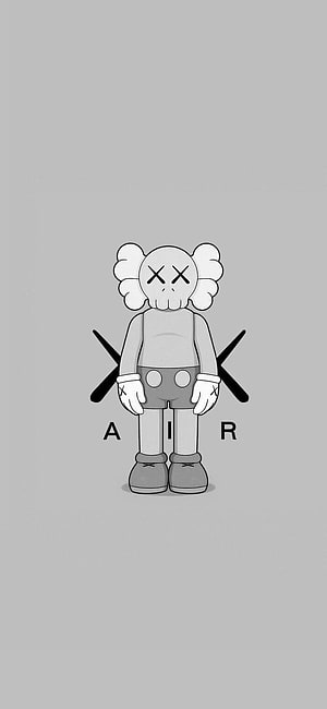 KAWS Companion Character in Grey and White with Off-White Style Shorts and X Eyes HD phone wallpaper