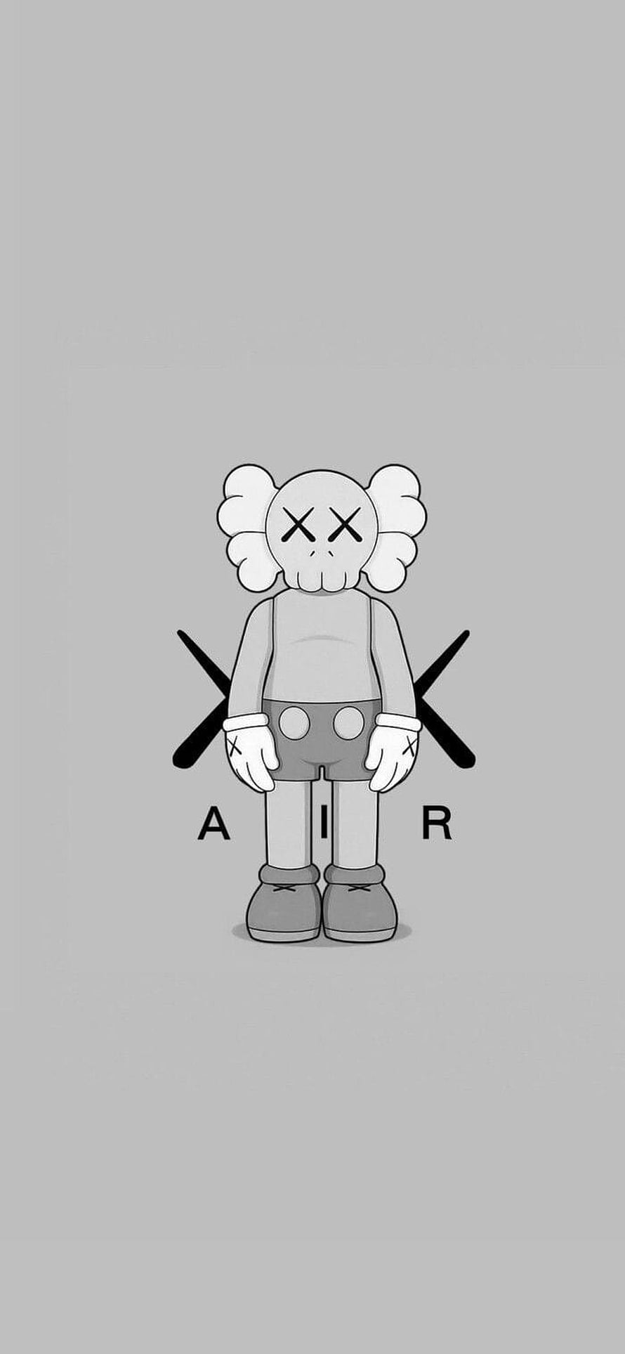 KAWS Companion Character in Grey and White with Off-White Style Shorts and X Eyes HD phone wallpaper