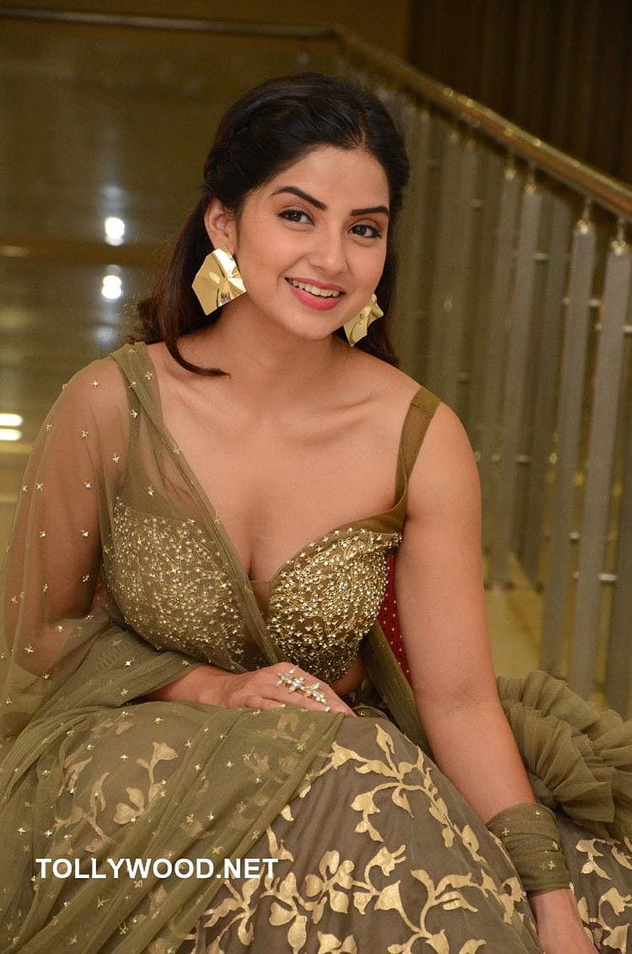 Kashmira Pardeshi in an olive green embroidered lehenga with gold statement earrings HD phone wallpaper