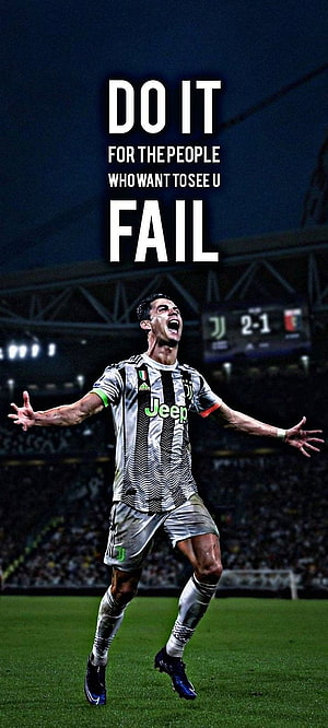 Cristiano Ronaldo Celebrating in Juventus Kit at the Stadium HD phone wallpaper