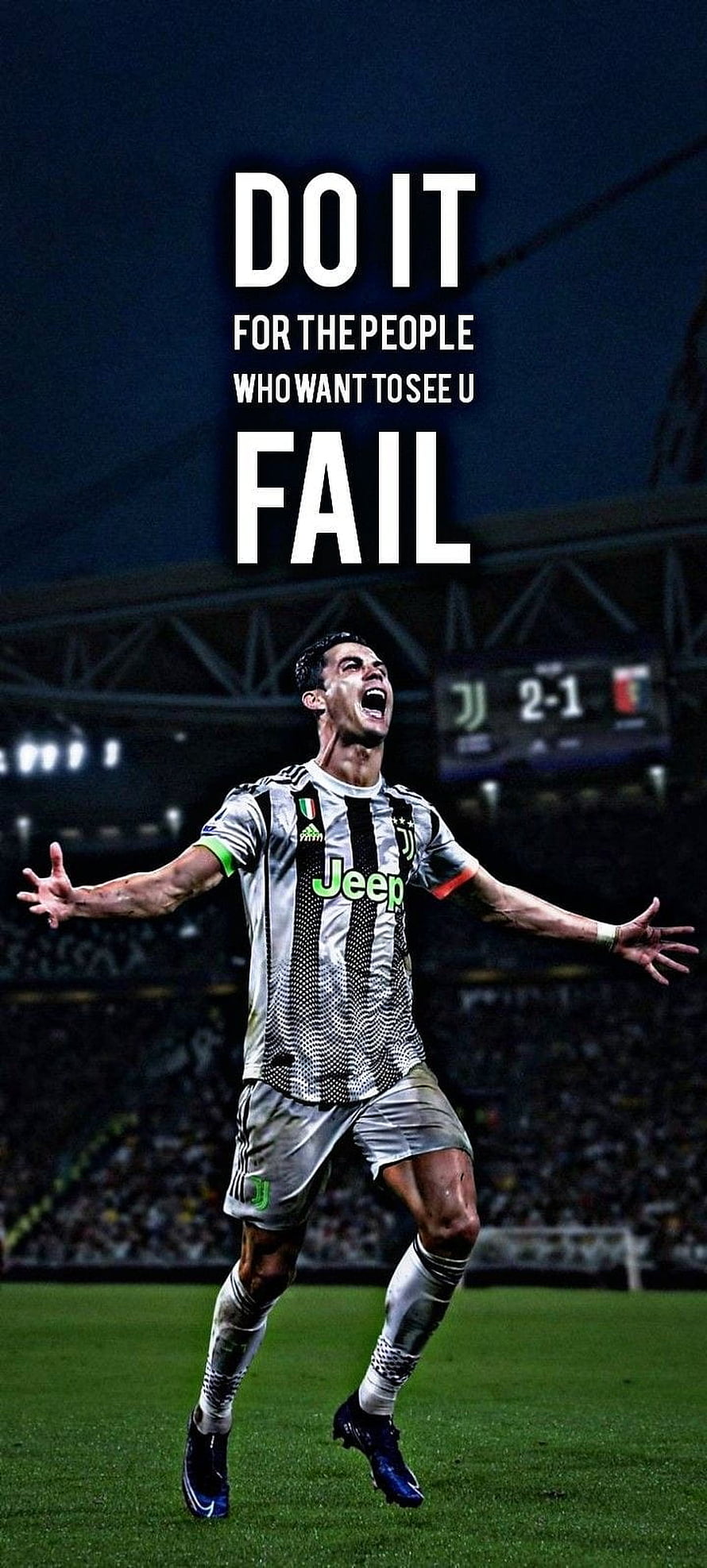 Cristiano Ronaldo Celebrating in Juventus Kit at the Stadium HD phone wallpaper