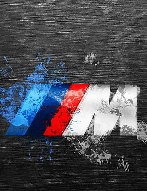 BMW M Power Grunge Logo on Dark Textured Background HD phone wallpaper