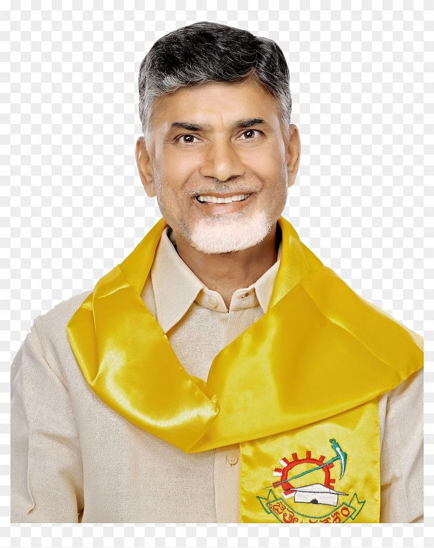 Nara Chandrababu Naidu Portrait Wearing Yellow TDP Sash and Emblem HD phone wallpaper