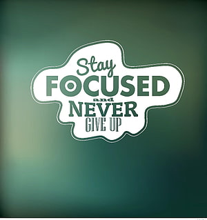 Stay Focused and Never Give Up Motivational Quote on Green Gradient Background HD phone wallpaper