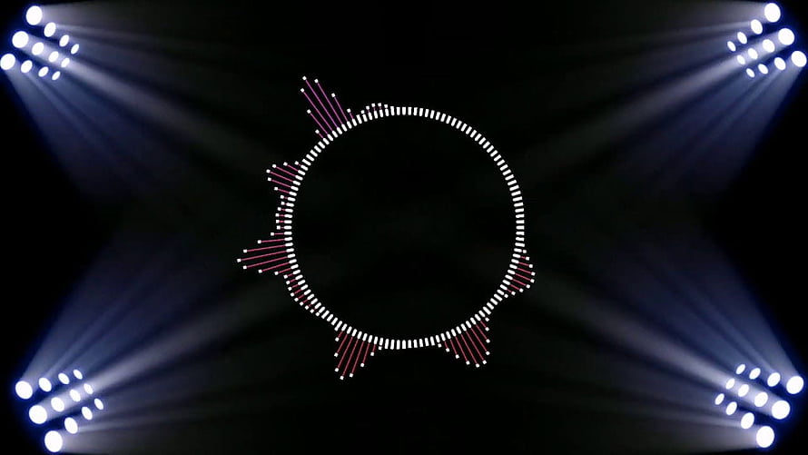 Abstract LED Light Show with Circular Dot Pattern and Stage Spotlights on Black Background HD wallpaper
