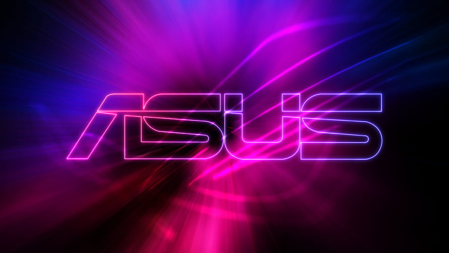 Asus Neon Glow Logo With Vibrant Purple And Pink Light Rays On Dark Background HD wallpaper