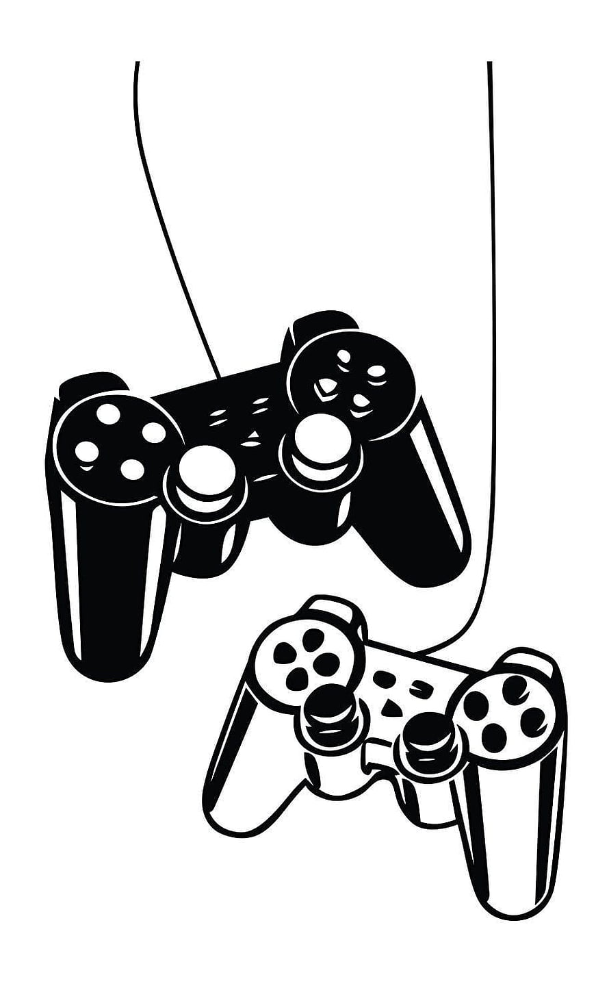 Black and White PlayStation Controller Illustration for Gaming Enthusiasts HD phone wallpaper