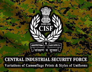 Central Industrial Security Force Emblem on Digital Camouflage Background HD wallpaper