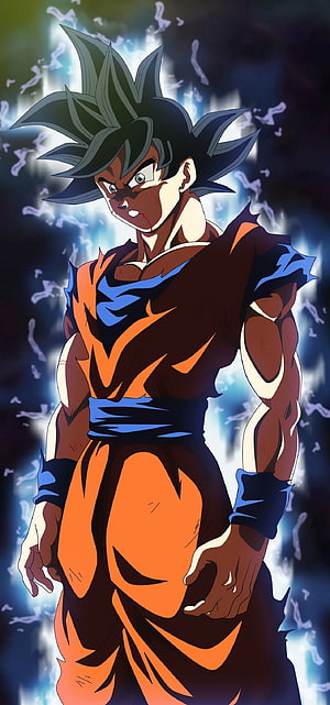 Goku Ultra Instinct Omen Anime Character Artwork with Energy Aura HD phone wallpaper
