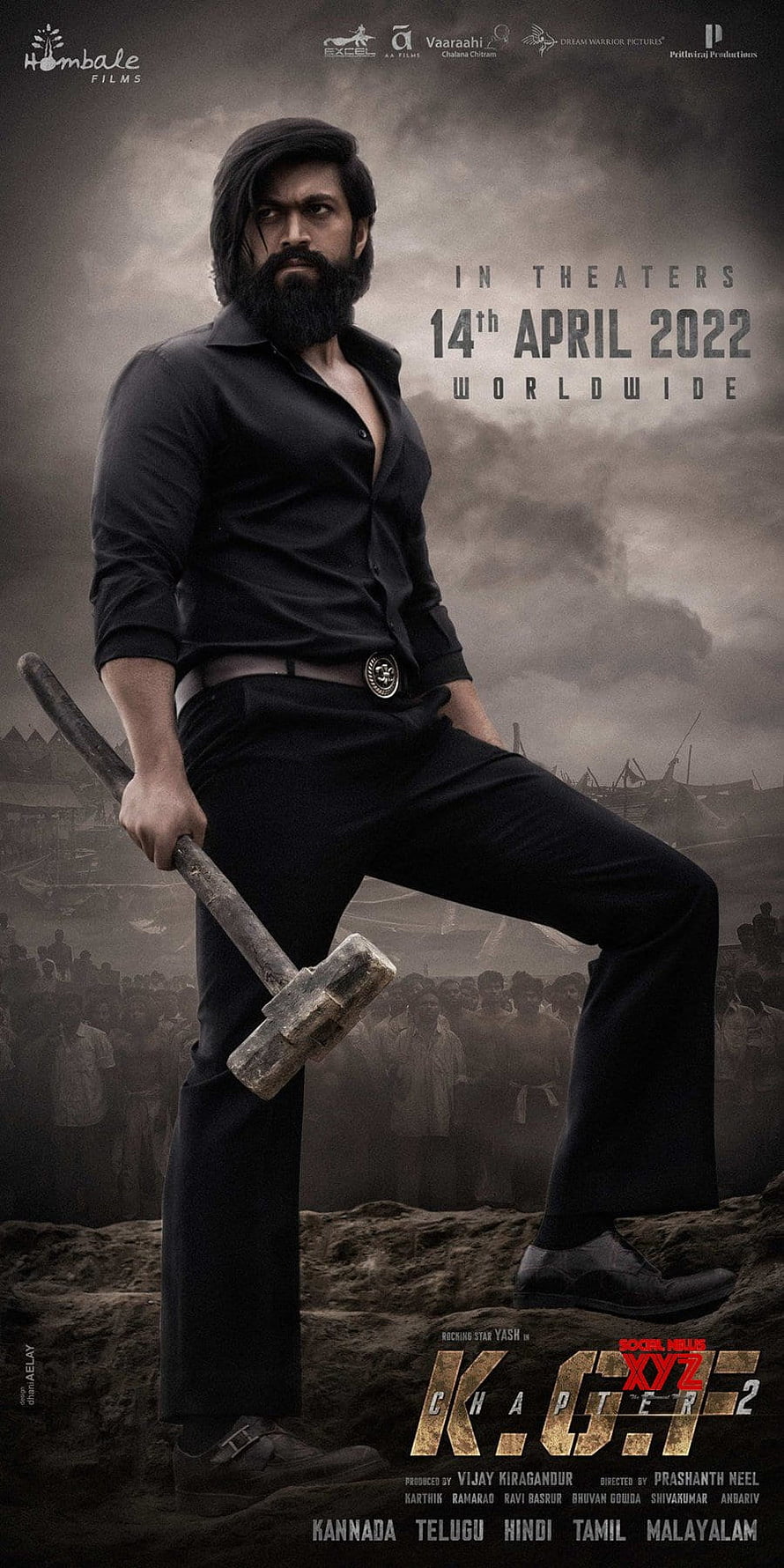 KGF Chapter 2 Movie Poster Featuring Rocky Bhai in Dramatic Action Pose HD phone wallpaper