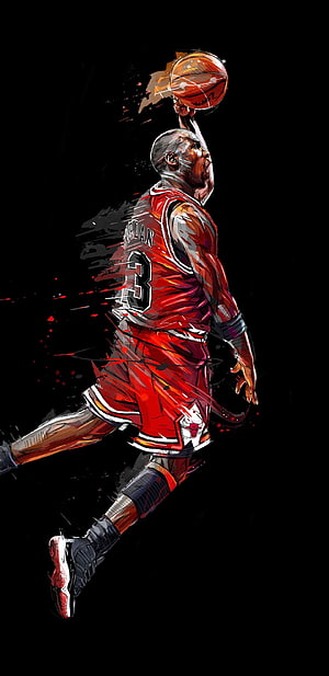 Michael Jordan Chicago Bulls Slam Dunk Digital Art Illustration HD phone wallpaper