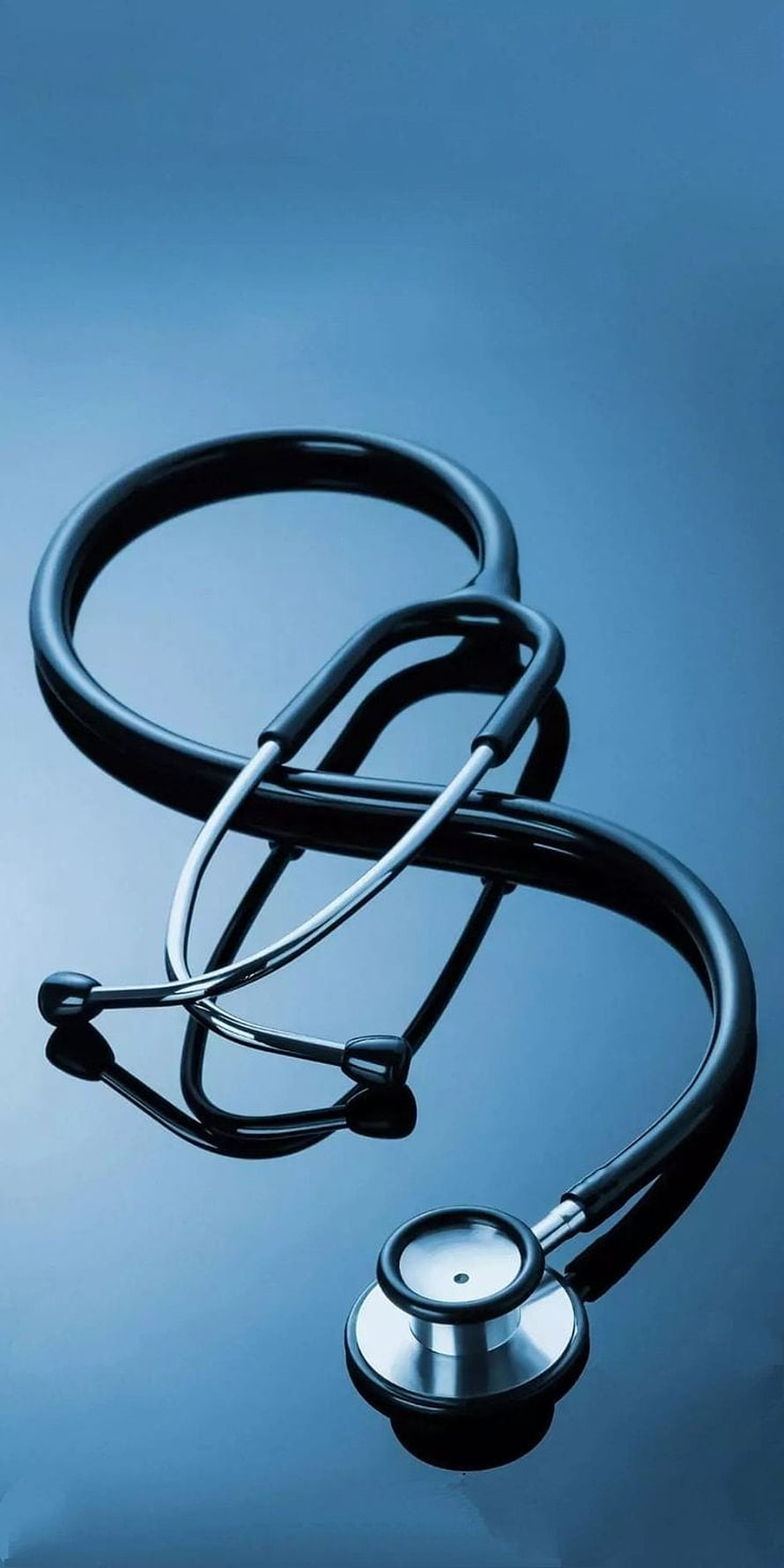 Black Stethoscope on Blue Background Medical Equipment Close Up HD phone wallpaper
