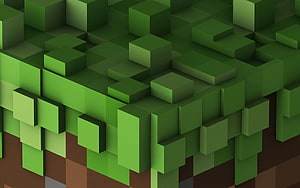 Minecraft Grass Block Terrain in Isometric 3D Perspective HD wallpaper