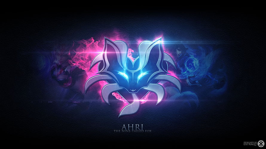 Ahri The Nine-Tailed Fox League of Legends Stylized Emblem Wallpaper HD wallpaper