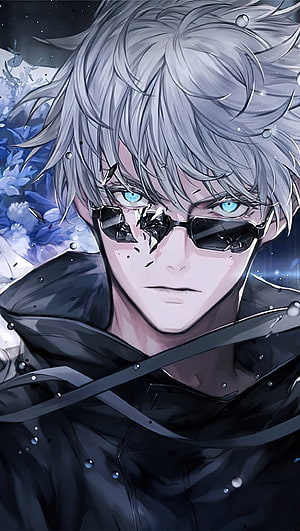 Satoru Gojo Jujutsu Kaisen Anime Portrait With Broken Sunglasses And Silver Hair HD phone wallpaper