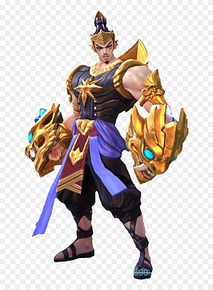Gatot Kaca from Mobile Legends in Golden Armor with Dragon Gauntlets HD phone wallpaper