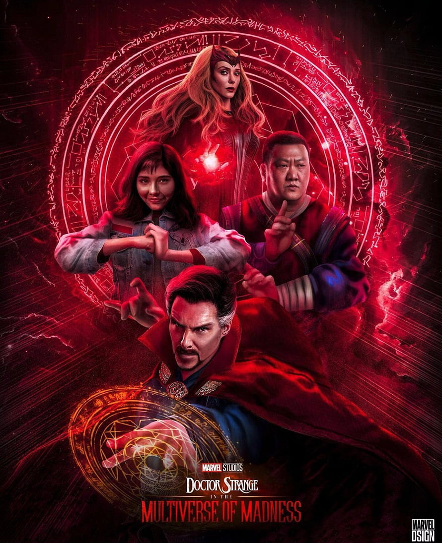 Doctor Strange in the Multiverse of Madness Movie Poster with Scarlet Witch and Wong HD phone wallpaper