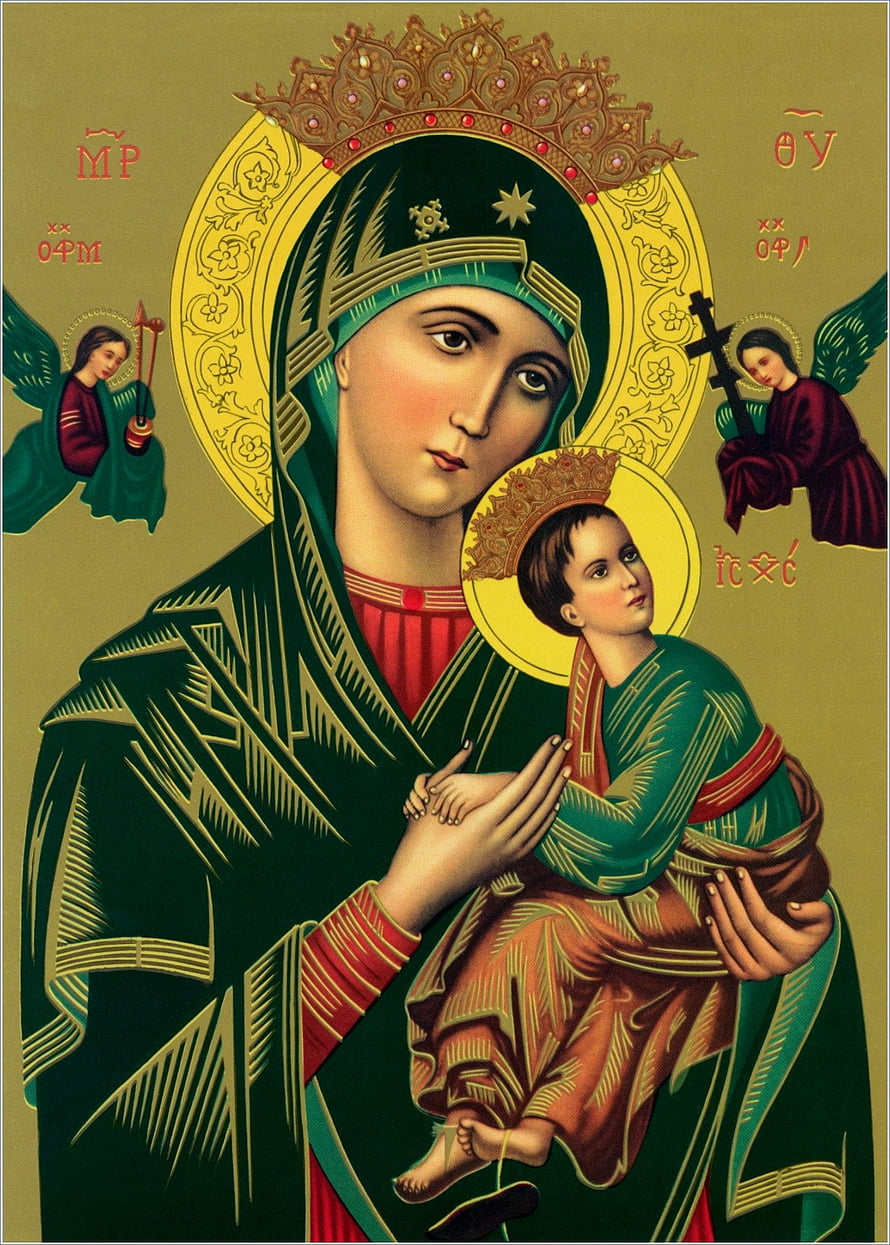 Traditional Orthodox Icon of the Virgin Mary and Christ Child with Angels HD phone wallpaper
